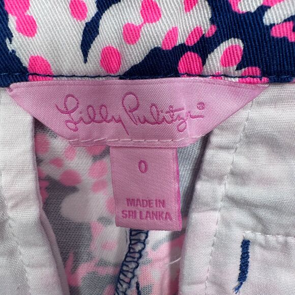 Lilly Pulitzer Hazelle Stretch Shorts Women’s 0 Pink White Beyond The Sea Cotton - Picture 4 of 9
